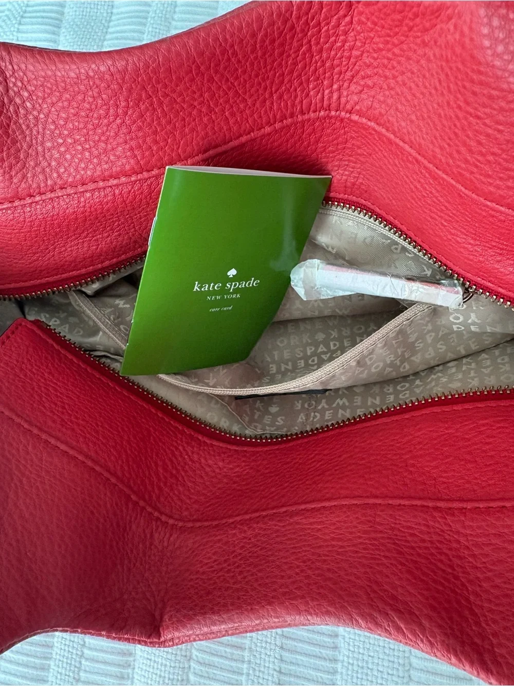 kate spade red pebbled leather hobo shoulder bag